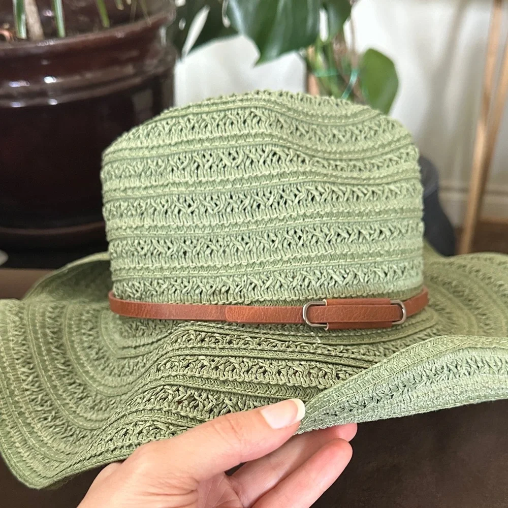 Vince Camuto Open Weave Cowgirl Hat in green - Picture 4 of 7